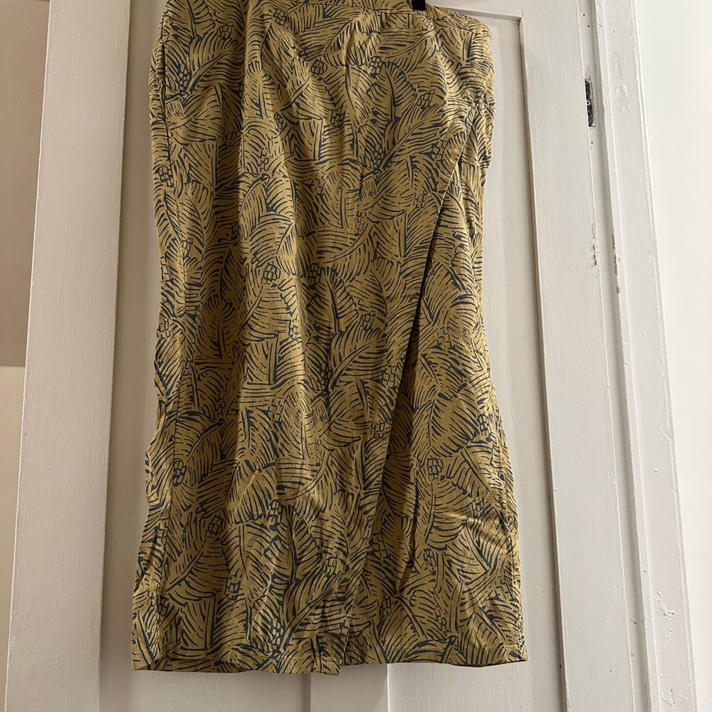 Prana Gold Cream Ruched Pencil Midi Skirt
